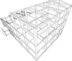 3D illustration of building structure vector