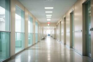 blur image background of corridor in hospital or clinic image. AI generated photo