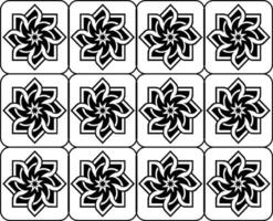 resumen sin costura modelo con siluetas flores en negro y blanco. floral repitiendo monocromo antecedentes. interminable impresión textura. tela diseño. fondo de pantalla - vector