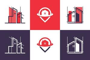 Set of building logo design element vector icon with creative idea