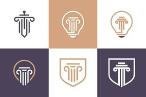 Set of lawyer logo design element vector icon with creative idea