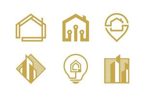 Set of building logo design element vector icon with creative idea