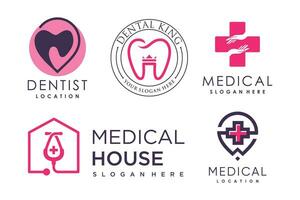 Set of healthcare logo design element vector icon with creative idea