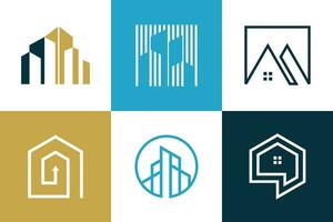 Set of building logo design element vector icon with creative idea