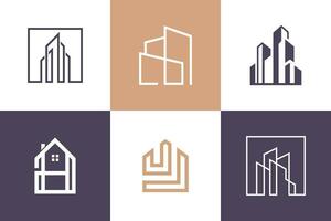 Set of building logo design element vector icon with creative idea