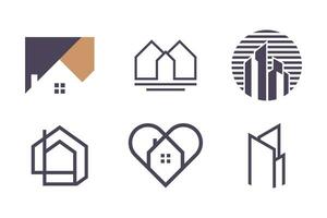 Set of real estate logo design element vector icon with creative idea