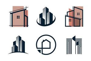 conjunto de edificio logo diseño elemento vector icono con creativo idea