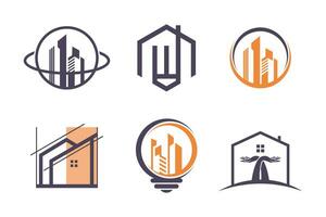 Set of building logo design element vector icon with creative idea