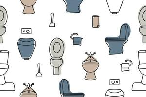 Seamless vector pattern of toilets and toilet paper. Toilet seamless pattern. Vector