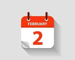 February 2. Vector flat daily calendar icon. Date and time, day, month. Year. Vector illustration