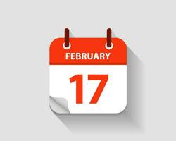 February 17. Vector flat daily calendar icon. Date and time, day, month. Year. Vector illustration