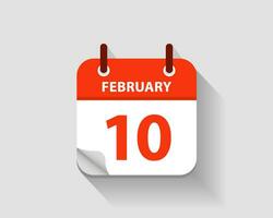 February 10. Vector flat daily calendar icon. Date and time, day, month. Year. Vector illustration