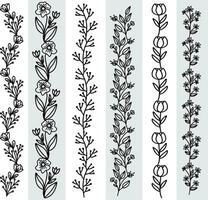 Abstract seamless pattern with silhouettes flowers in black and white. Floral repeating monochrome background. Endless print texture. Fabric design. Wallpaper - vector