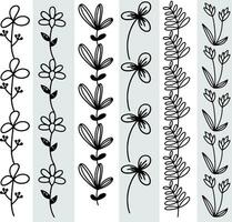 resumen sin costura modelo con siluetas flores en negro y blanco. floral repitiendo monocromo antecedentes. interminable impresión textura. tela diseño. fondo de pantalla - vector