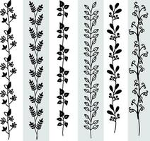 Abstract seamless pattern with silhouettes flowers in black and white. Floral repeating monochrome background. Endless print texture. Fabric design. Wallpaper - vector