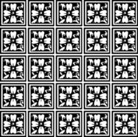 resumen sin costura modelo con siluetas flores en negro y blanco. floral repitiendo monocromo antecedentes. interminable impresión textura. tela diseño. fondo de pantalla - vector