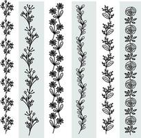 resumen sin costura modelo con siluetas flores en negro y blanco. floral repitiendo monocromo antecedentes. interminable impresión textura. tela diseño. fondo de pantalla - vector