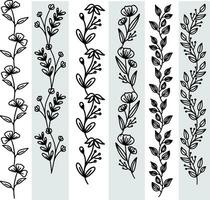 Abstract seamless pattern with silhouettes flowers in black and white. Floral repeating monochrome background. Endless print texture. Fabric design. Wallpaper - vector