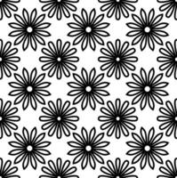 resumen sin costura modelo con siluetas flores en negro y blanco. floral repitiendo monocromo antecedentes. interminable impresión textura. tela diseño. fondo de pantalla - vector