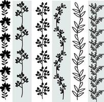 resumen sin costura modelo con siluetas flores en negro y blanco. floral repitiendo monocromo antecedentes. interminable impresión textura. tela diseño. fondo de pantalla - vector