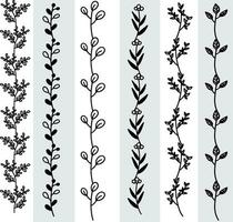 Abstract seamless pattern with silhouettes flowers in black and white. Floral repeating monochrome background. Endless print texture. Fabric design. Wallpaper - vector