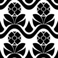 Abstract seamless pattern with silhouettes flowers in black and white. Floral repeating monochrome background. Endless print texture. Fabric design. Wallpaper - vector