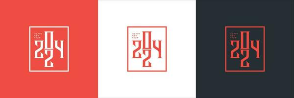 Happy New Year 2024 greetings with simple retro style numbers vector