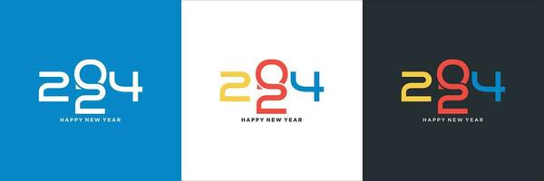 Happy New Year 2024 greetings with colorful overlapping numbers vector