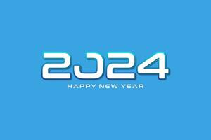 2024 logo design, new year greeting. with simple 3d numbers in blue vector