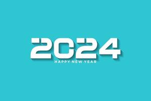 2024 logo diseño, con blanco 3d números en turquesa fondo, saludo nuevo año 2024 vector