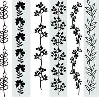 Abstract seamless pattern with silhouettes flowers in black and white. Floral repeating monochrome background. Endless print texture. Fabric design. Wallpaper - vector