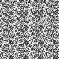 Abstract seamless pattern with silhouettes flowers in black and white. Floral repeating monochrome background. Endless print texture. Fabric design. Wallpaper - vector