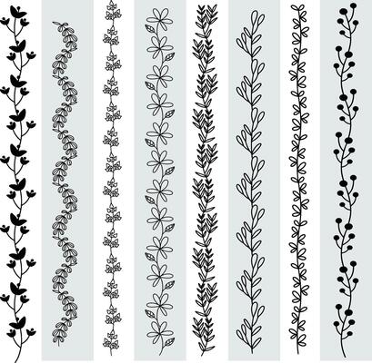 Abstract seamless pattern with silhouettes flowers in black and white. Floral repeating monochrome background. Endless print texture. Fabric design. Wallpaper - vector