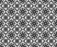 resumen sin costura modelo con siluetas flores en negro y blanco. floral repitiendo monocromo antecedentes. interminable impresión textura. tela diseño. fondo de pantalla - vector