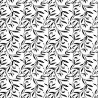 Abstract seamless pattern with silhouettes flowers in black and white. Floral repeating monochrome background. Endless print texture. Fabric design. Wallpaper - vector