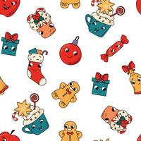 Seamless patterns Christmas in retro style. Design for fabric, textile, wallpaper, packaging. vector