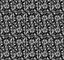 resumen sin costura modelo con siluetas flores en negro y blanco. floral repitiendo monocromo antecedentes. interminable impresión textura. tela diseño. fondo de pantalla - vector