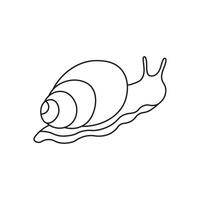 Hand drawn Cartoon Vector illustration snail walking icon Isolated on White Background