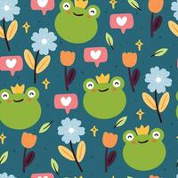 seamless pattern cartoon frog. cute wallpaper for kids, gift wrap paper vector