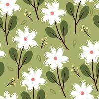 seamless pattern cartoon flower and leaves. botanical wallpaper for textile, gift wrap paper vector