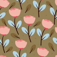 seamless pattern cartoon flower and leaves. botanical wallpaper for textile, gift wrap paper vector