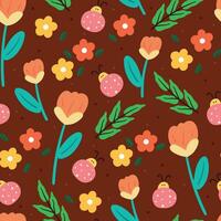 seamless pattern cute cartoon flower and plant. botanical wallpaper for fabric print, textile vector