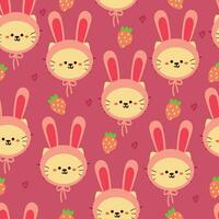 seamless pattern cartoon bunny. cute animal wallpaper for textile, gift wrap paper vector