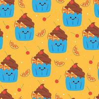 seamless pattern cartoon cute dessert character. cute food wallpaper for textile, gift wrap paper vector