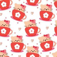 seamless pattern cartoon cat. cute animal wallpaper for textile, gift wrap paper vector