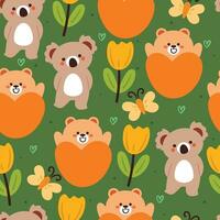 seamless pattern cartoon koala and bear. cute animal wallpaper for textile, gift wrap paper vector