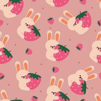 cute seamless pattern cartoon bunny with cute dessert. animal wallpaper for kids, textile, fabric print, gift wrap paper vector