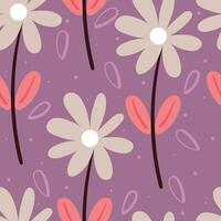 seamless pattern cartoon flower and leaves. botanical wallpaper for textile, gift wrap paper vector