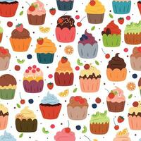 seamless pattern cartoon cute dessert character. cute food wallpaper for textile, gift wrap paper vector