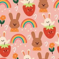 seamless pattern cartoon bunny. cute animal wallpaper for textile, gift wrap paper vector